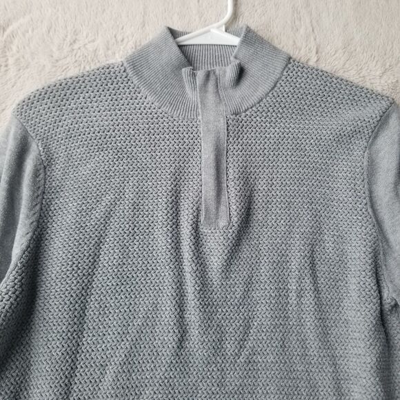 Perry Ellis Sweater Men's S Quartet Zip  Fisherman Woven Neutral Minimalist - Picture 2 of 8